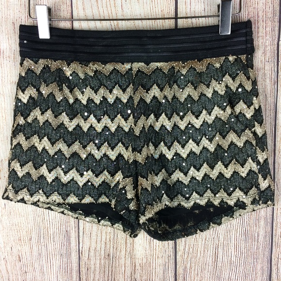 BeBop Pants - Bebop Chevron Pattern Sequin Shorts Sz M